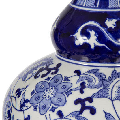 D14x27.6' Blue and White Round Ceramic Vase Lamp