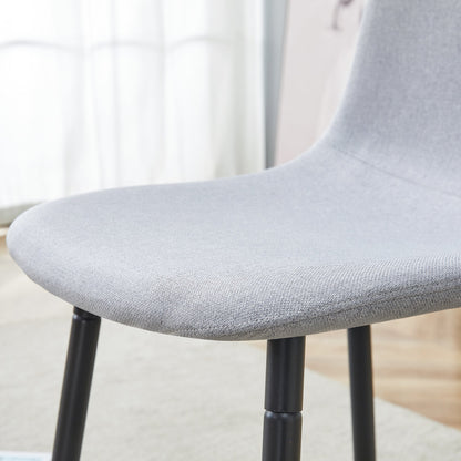 Comfortable Linen-Cotton Dining Chair Set - Four Pieces in Light Gray.Integrated Seat and Backrest,Linen-Cotton Material