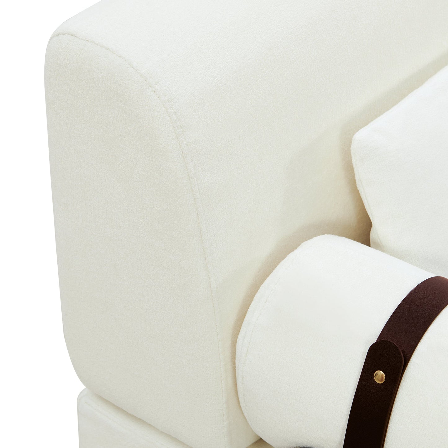 Modern Loveseat Sofa 59' Couch With Flexible USB Ports, Unique Cylindrical Armrests, Beige Chenille