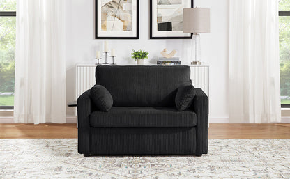 Twin Size Sofa Bed 47.2' Sleeper Sofa Loveseat With Foldable Mattress, Side Table, Storage Pocket, USB Ports, Black Cord