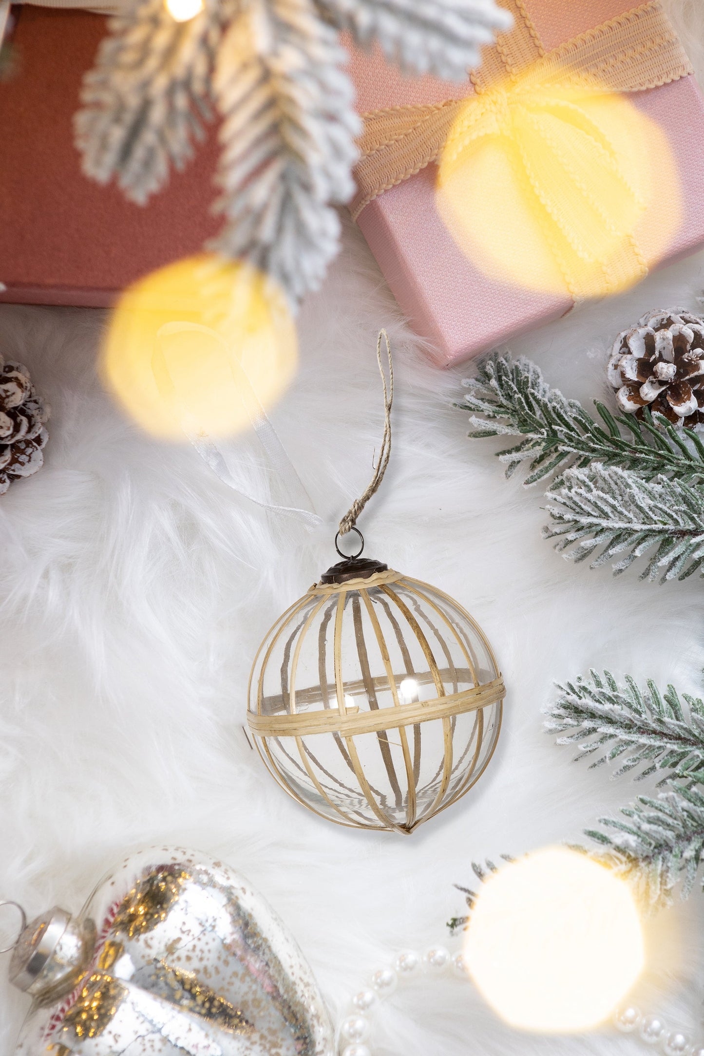 D5' X-Mas Hanging Ornament, Decorative Hanging Ball Christmas Tree Ornaments for Holiday Party Decorations, Set of 2