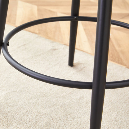 Stylish Ergonomic Bar Chairs Set With Black Breathable Cushions and Metal Legs, 35.5 Inches High, Pack of Two