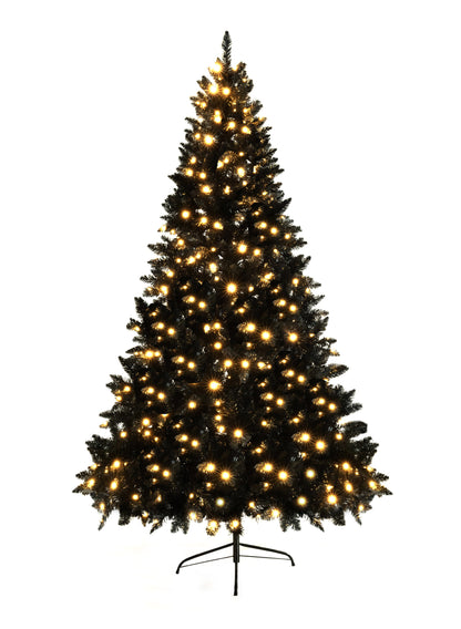 6FT Pre-Lit Black Artificial Hinged Christmas Tree, Holiday Spruce Xmas Tree With 920 Branch Tips and 280 Color LED Chan