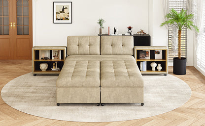 121.2' Versatile Sofa Bed Modular Sofa  Free-Combined Sofa With Two Storage Racks,  Brown