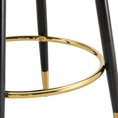 Modern PU Comfortable Upholstered Bar Chair With Smooth and Beautiful Black Metal Legs for Dining Room, Kitchen, Terrace