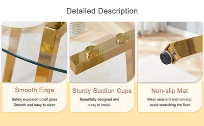 Modern Luxurious Round Tempered Glass Dining Table With Gold 7-Shaped Metal Legs,suitable for Family Meals, Office Confe