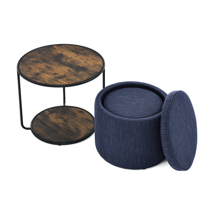 Ottoman, Multi-Functional Combination Set Table Ottoman, Combination of Ottoman and Table, With Drum Stool, With Storage