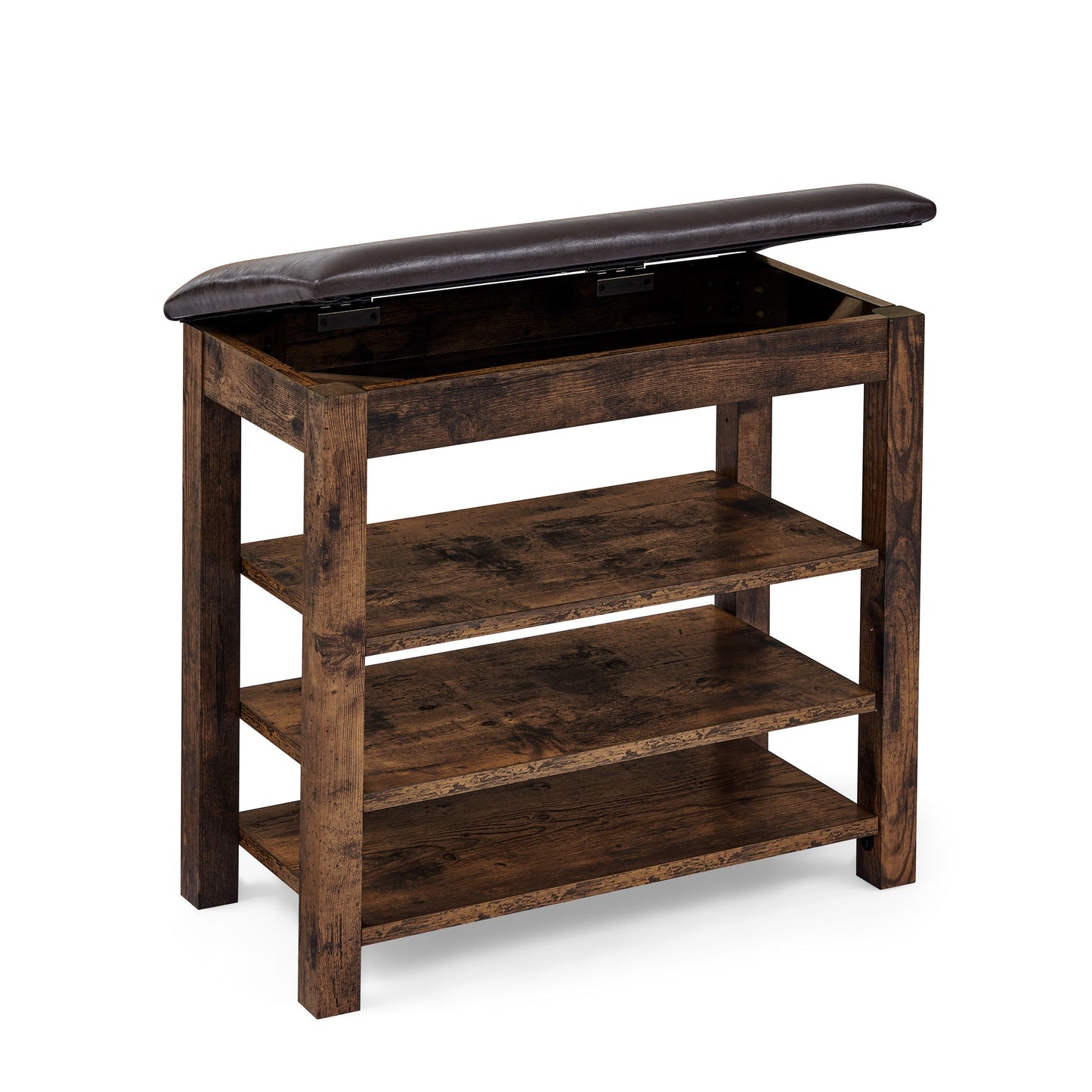 A Height-Adjustable Shoe-Changing Bench Made of High-Quality Wood, Equipped With a Comfortable Seat and Concealed Storag