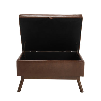 Mid-Century Modern Square Coffee Table Storage Bench, Assembled, Suitable for Living Room, Entryway and Family Room, Use