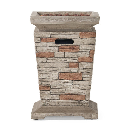 Outdoor 19.50' MGO Fire Column - 40,000 BTU, Natural Stone (Tank Inside)