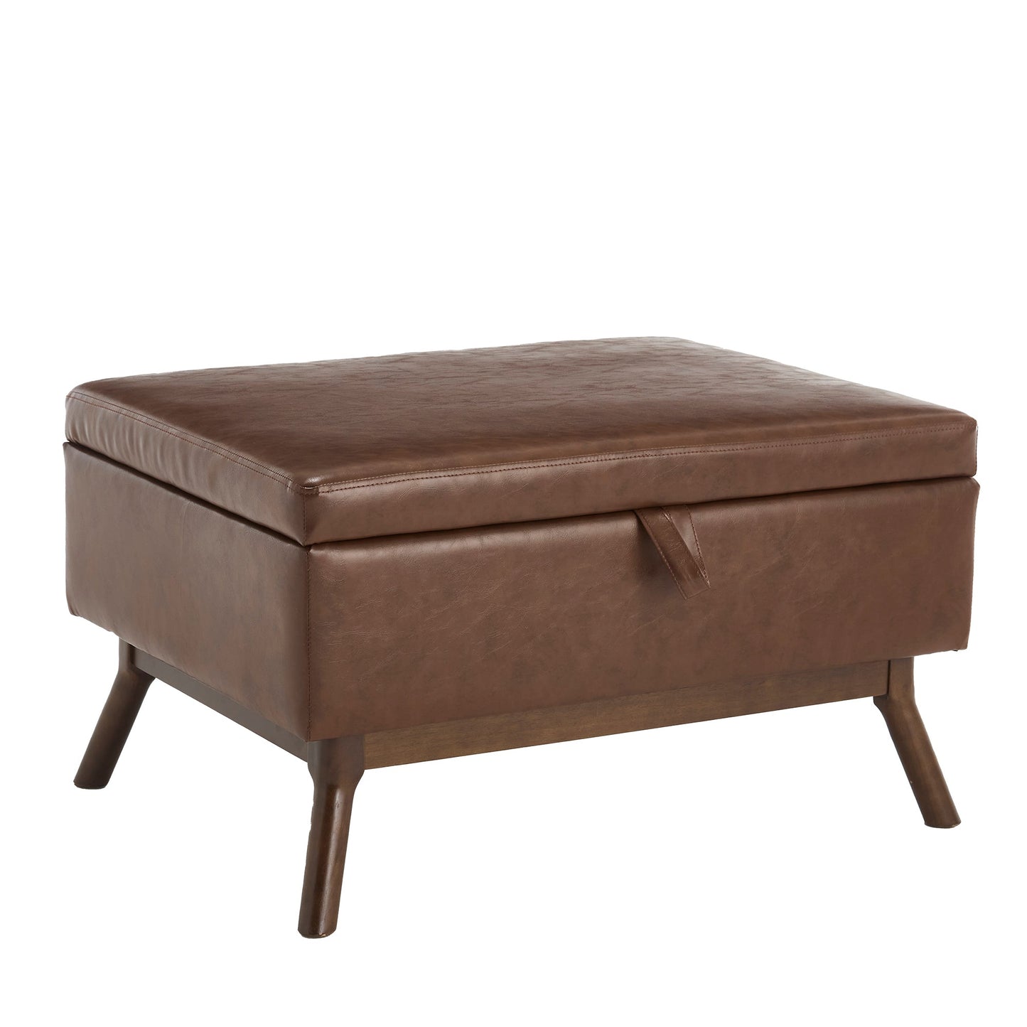 Mid-Century Modern Square Coffee Table Storage Bench, Assembled, Suitable for Living Room, Entryway and Family Room, Use