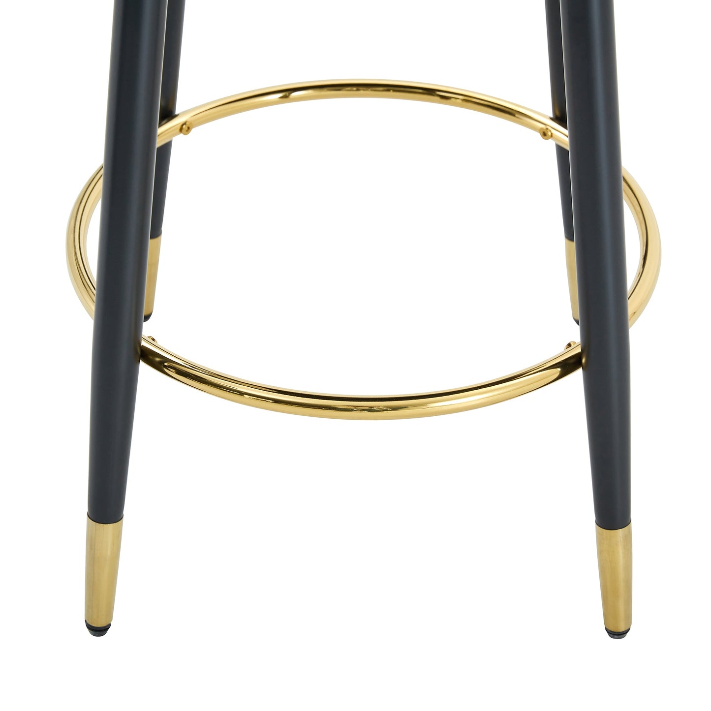 Modern Brown and Light Gray Spliced PU Upholstered Rotatable Bar Chair With Black Metal Legs for Dining Room and Kitchen