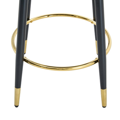 Modern Brown and Light Gray Spliced PU Upholstered Rotatable Bar Chair With Black Metal Legs for Dining Room and Kitchen