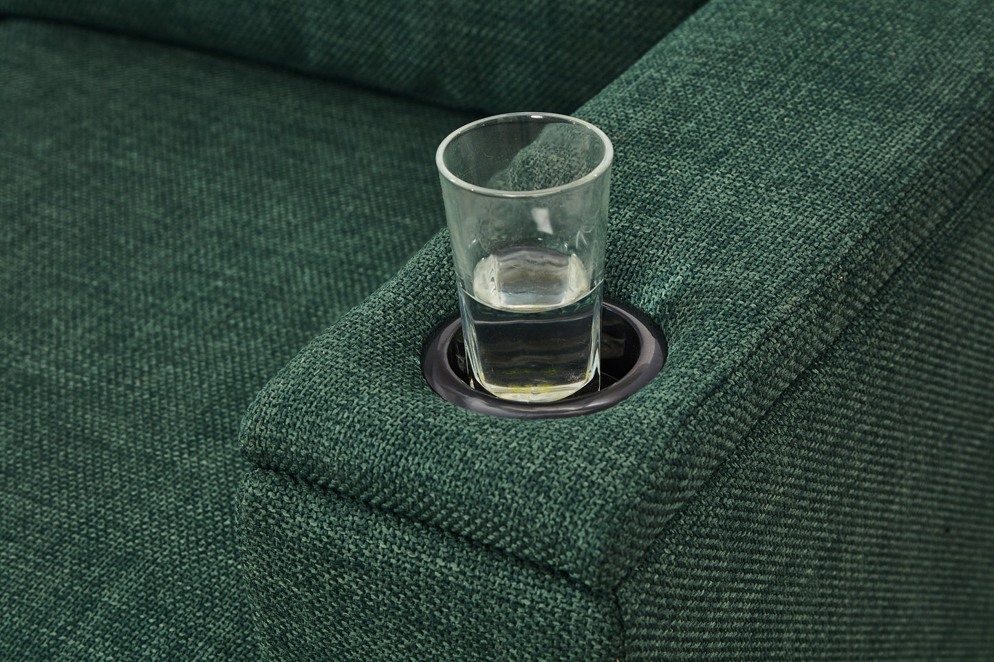 93.7' Modern Style Living Room Sofa Fabric Couch,Square Arm Sofa With Cup Holder,Storage Sofa,Upholstered Polyester Gree