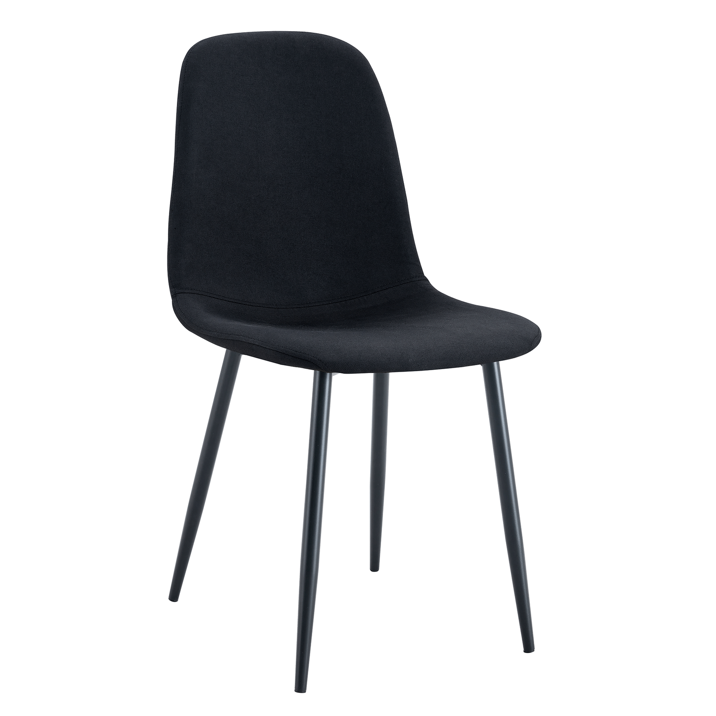 Luxury Simple Chair - Set of 4 BLACK Linen-Cotton Material High Resilience Dining Chair With Metal Black Leg.Integral Me
