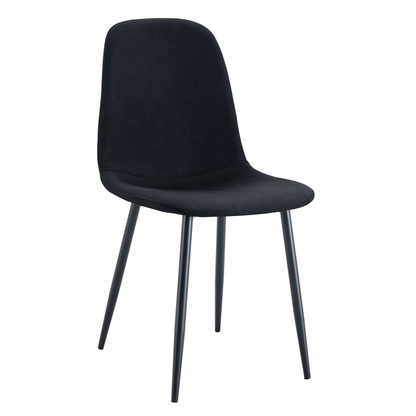 Luxury Simple Chair - Set of 4 BLACK Linen-Cotton Material High Resilience Dining Chair With Metal Black Leg.Integral Me