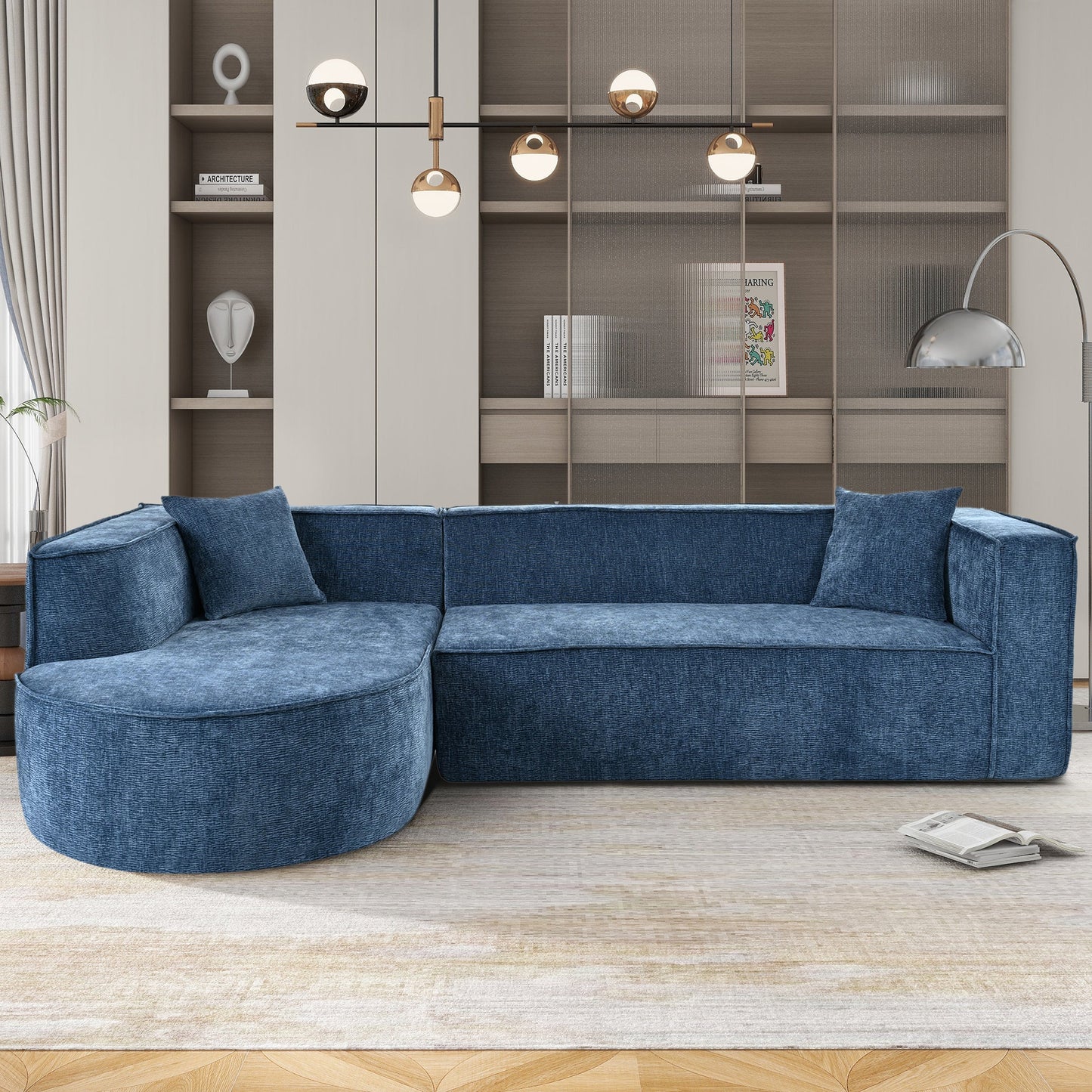 Modern Style Sectional Sofa,Sponge Sectional Sofa Couch,Modular L-Shape Sofa Couch With Elegant Curved Design and Luxuri