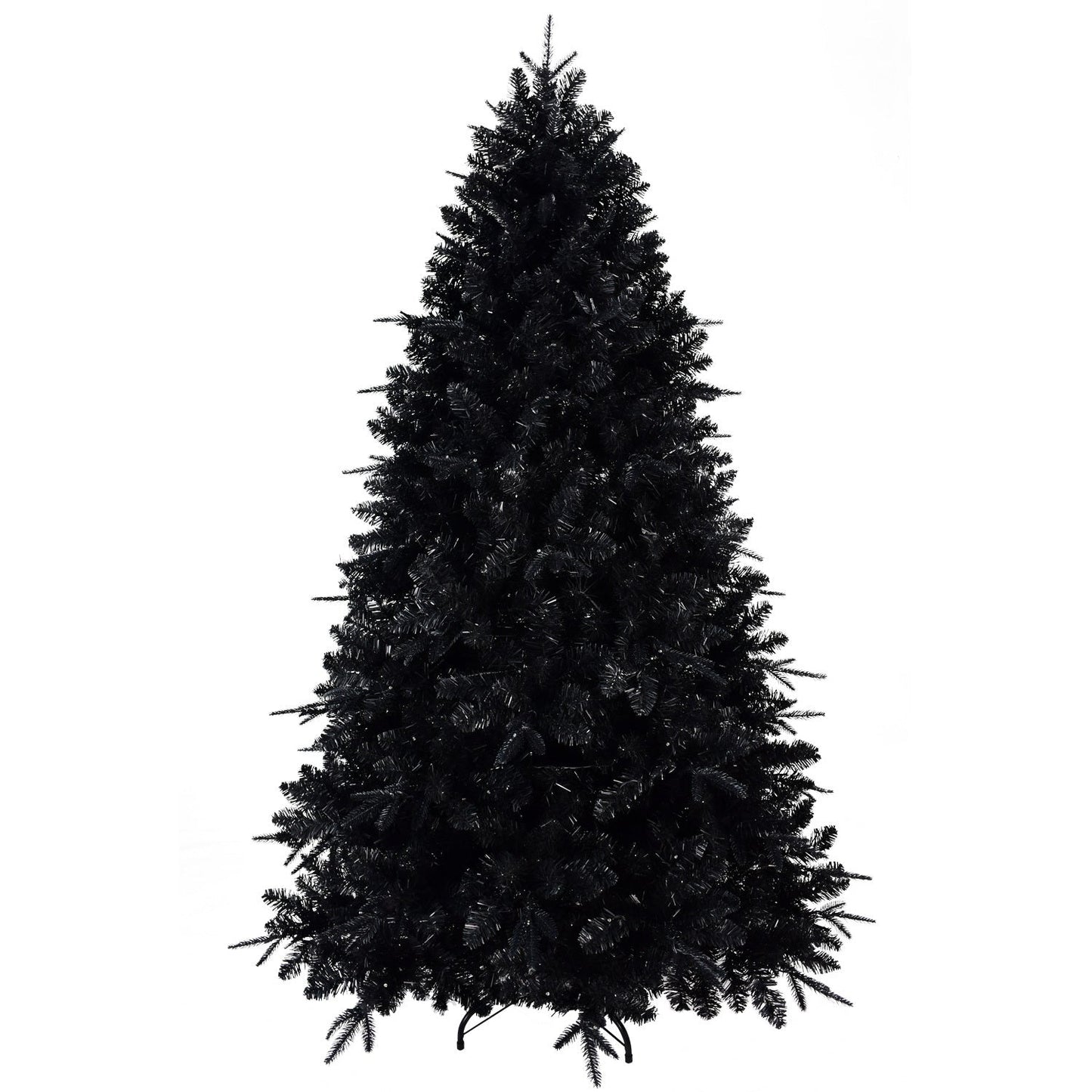 7.5ft Black Christmas Tree With 500 White LED Lights, 2156 Tips PE+PVC Artificial Tree for Halloween & Holiday Decor, Hi