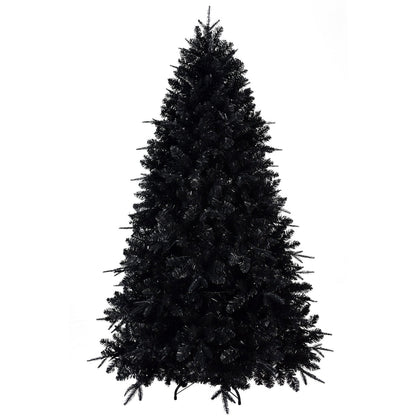 7.5ft Black Christmas Tree With 500 White LED Lights, 2156 Tips PE+PVC Artificial Tree for Halloween & Holiday Decor, Hi