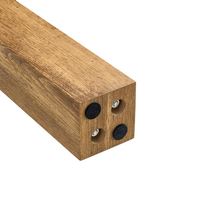 A 49.6 * 30 Inch Transparent Tempered Glass Dining Table With Rectangular Wood Color MDF Wood Grain Legs, Combining Simp