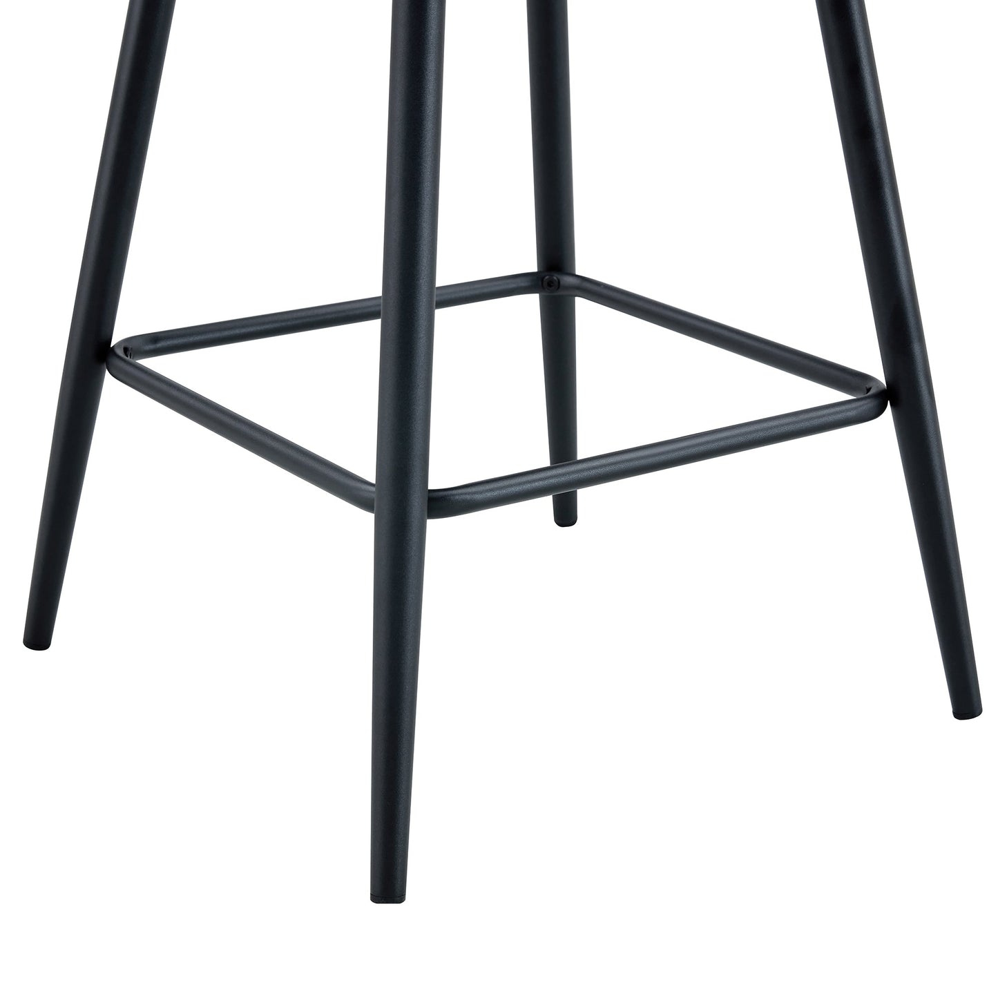 Brown Techno-Fabric Bar Chair Set - Two Pieces, Rounded Backrest, Black Metal Legs, Multiple Colors