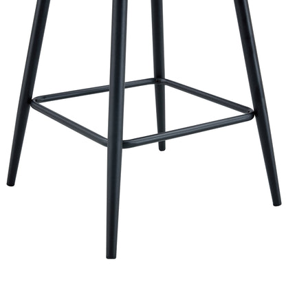 Brown Techno-Fabric Bar Chair Set - Two Pieces, Rounded Backrest, Black Metal Legs, Multiple Colors