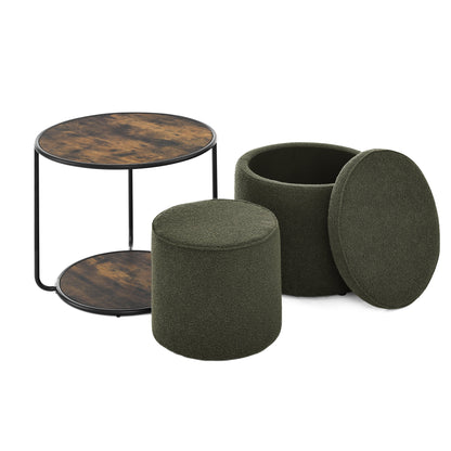 Ottoman, Multi-Functional Combination Set Table Ottoman, Combination of Ottoman and Table, With Drum Stool, With Storage