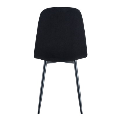 Luxury Simple Chair - Set of 4 BLACK Linen-Cotton Material High Resilience Dining Chair With Metal Black Leg.Integral Me