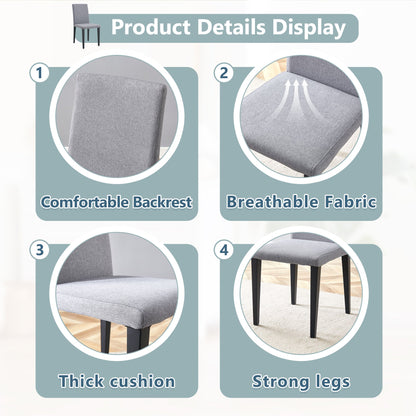 Exquisite Light Gray Linen-Cotton Dining Chairs Set of 4, Simple and Versatile Design With Comfortable Seating