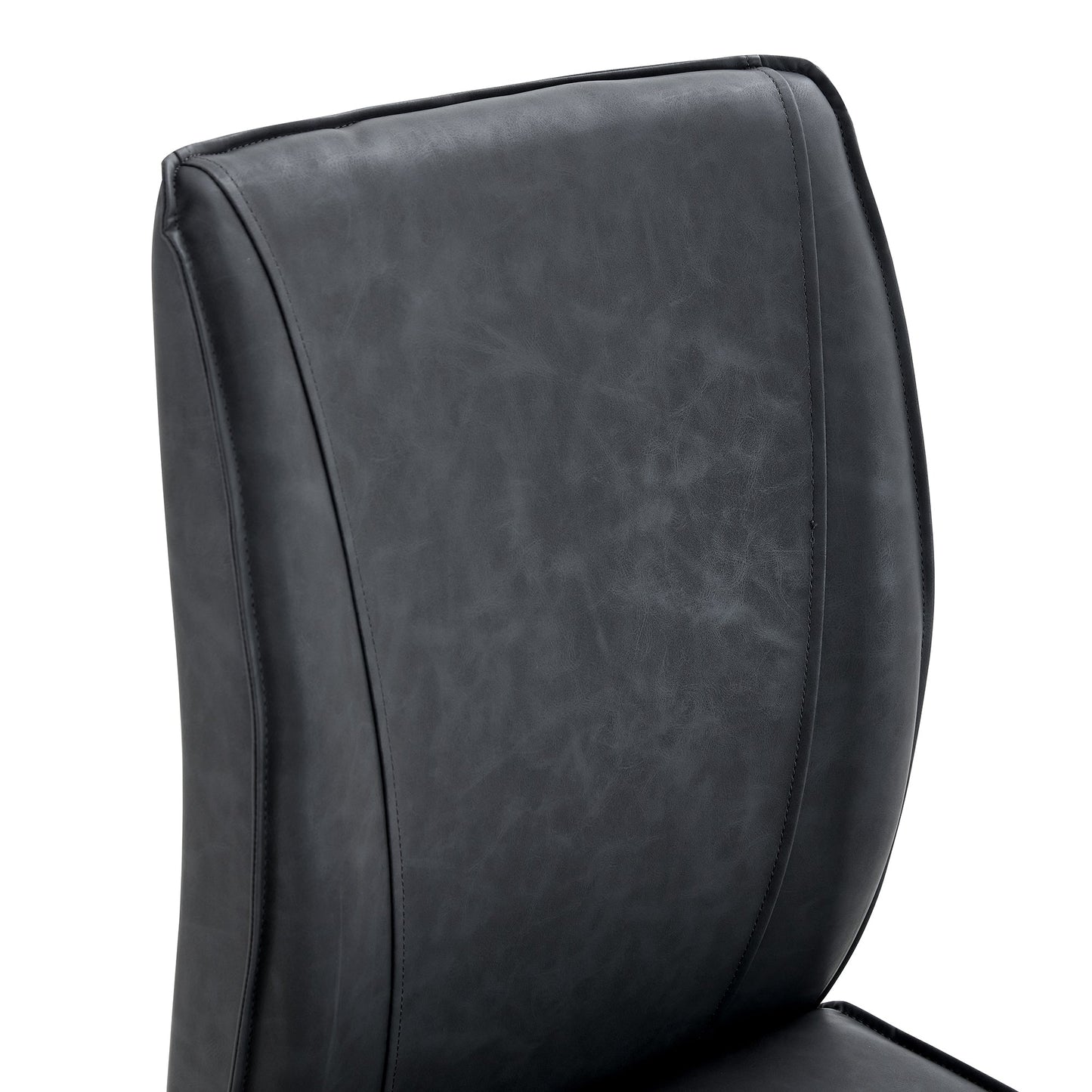 Luxury Simple Arch Chair - Set of 2 Dark Gray PU Material High Resilience Dining Chair With Arched Metal Silver Leg.Craz