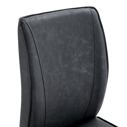 Luxury Simple Arch Chair - Set of 2 Dark Gray PU Material High Resilience Dining Chair With Arched Metal Silver Leg.Craz