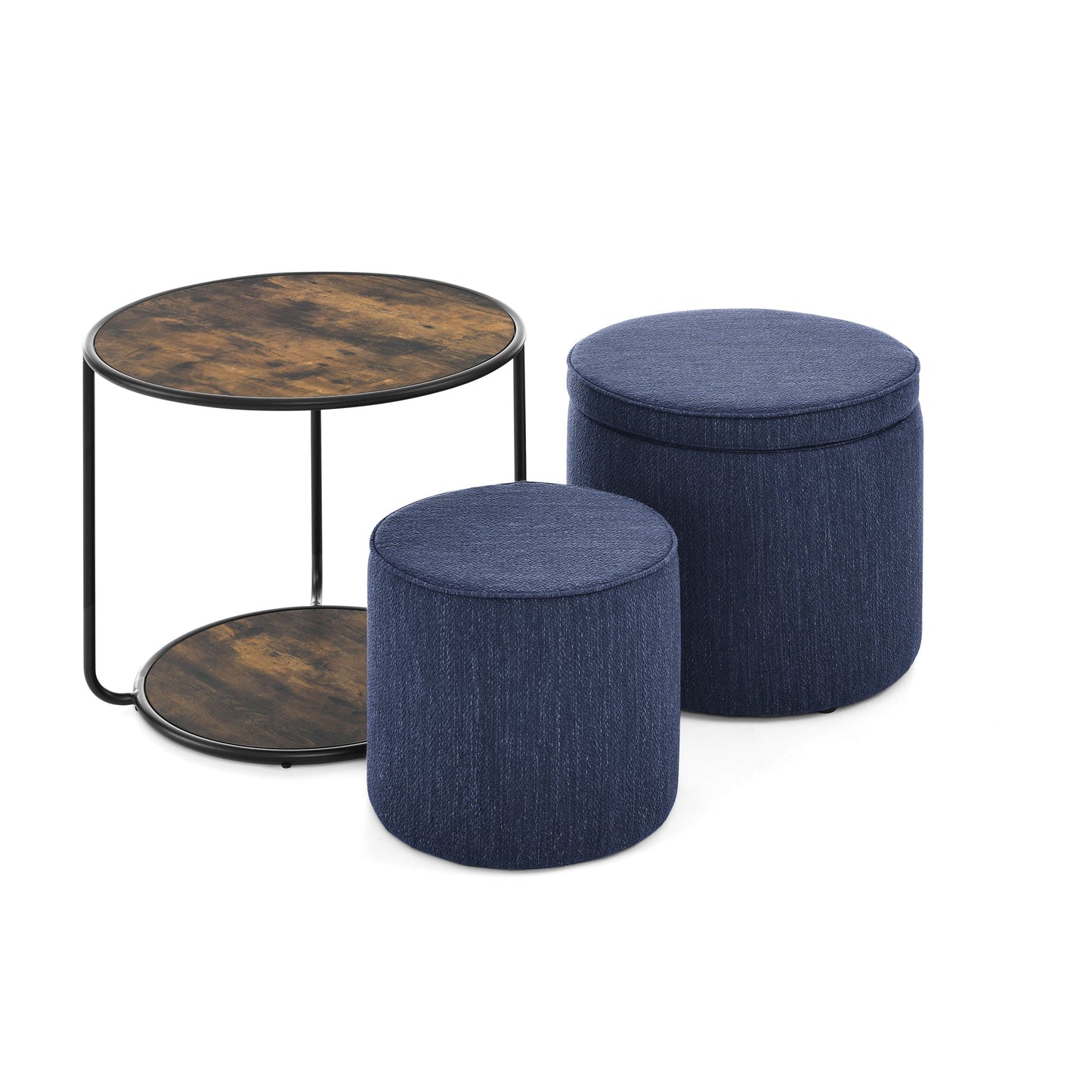 Ottoman, Multi-Functional Combination Set Table Ottoman, Combination of Ottoman and Table, With Drum Stool, With Storage