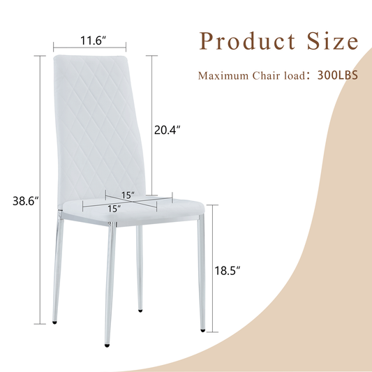 Modern Style Dining Chairs Set of 6 in White, Essential for Minimalist Homes.Meeting Family Dining Needs,PU Material Sea