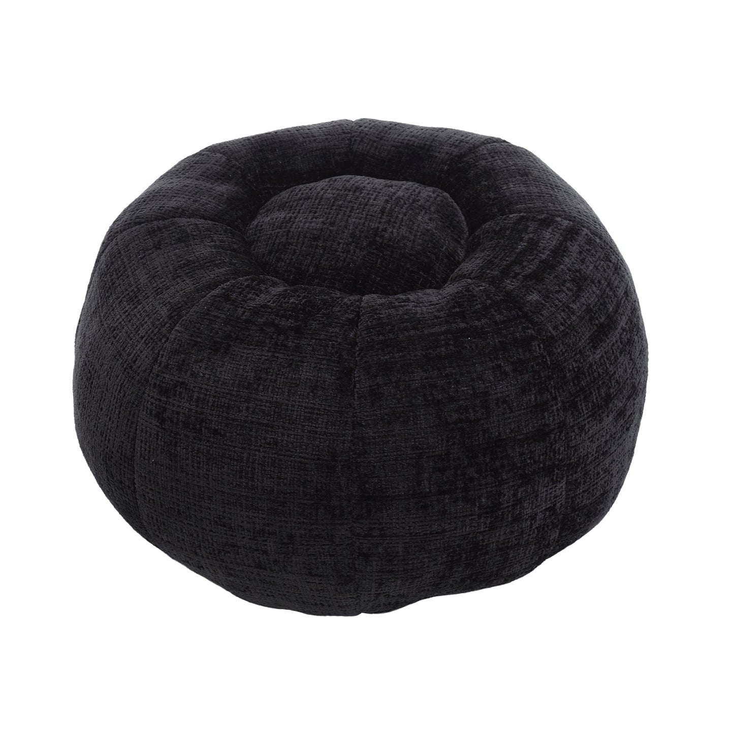Modern Extra Large Round Bean Bag Chair With Footrest for Living Room, Chenille Fabric Lazy Sofa With Pillow for Adults,