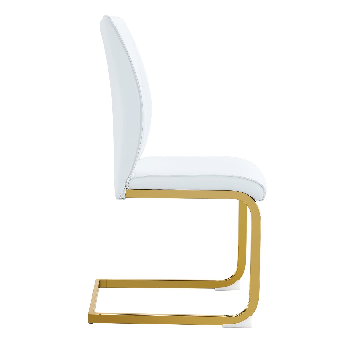 Luxury Simple Arch Chair Set of 8 White PU Material With Arched Metal Gold Leg