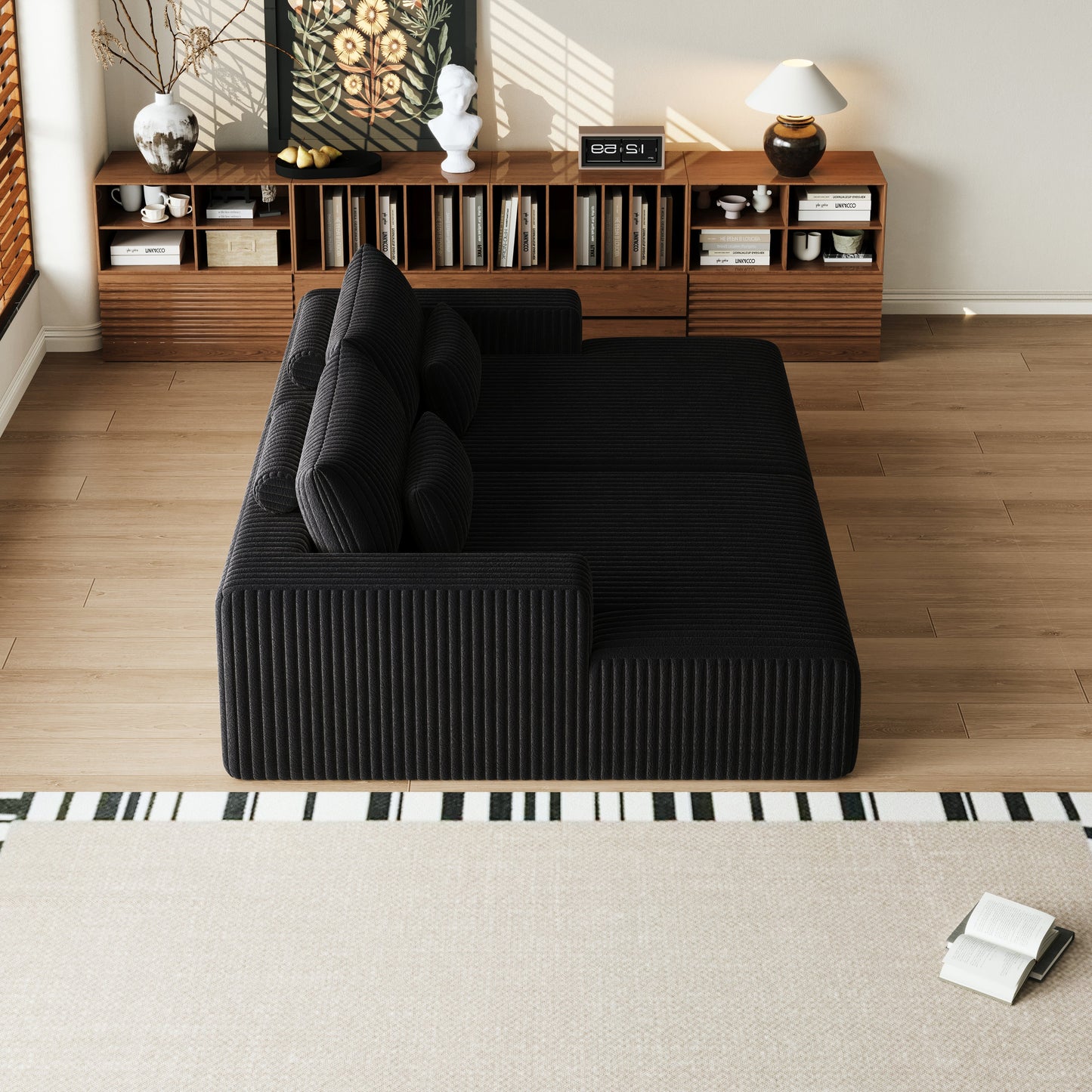 102' Oversized Sectional Lounge Chaise,No Assembly Required,Cloud Plush Loveseat With Reclining Sofa Bed,Fluffy Modern S