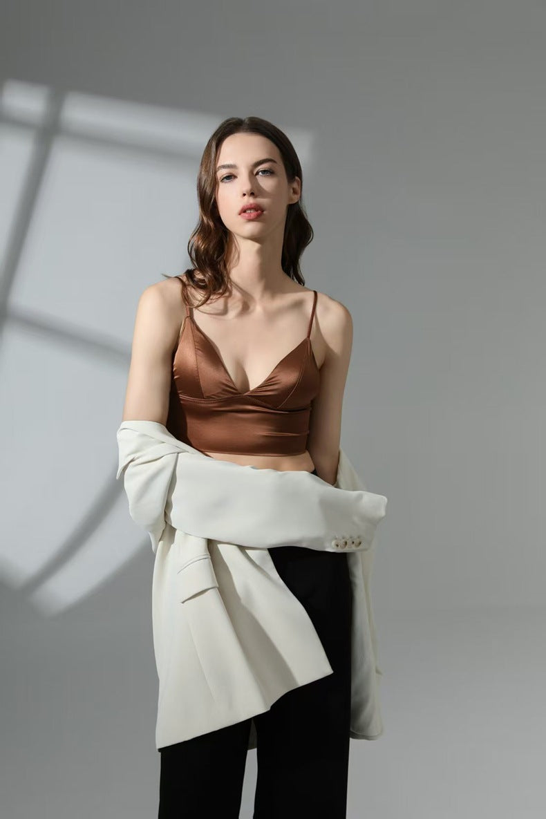 Backless Camisole Bralette With Triangle Cup and Thin Strap for Women, SoHo, BYMANYC New York.