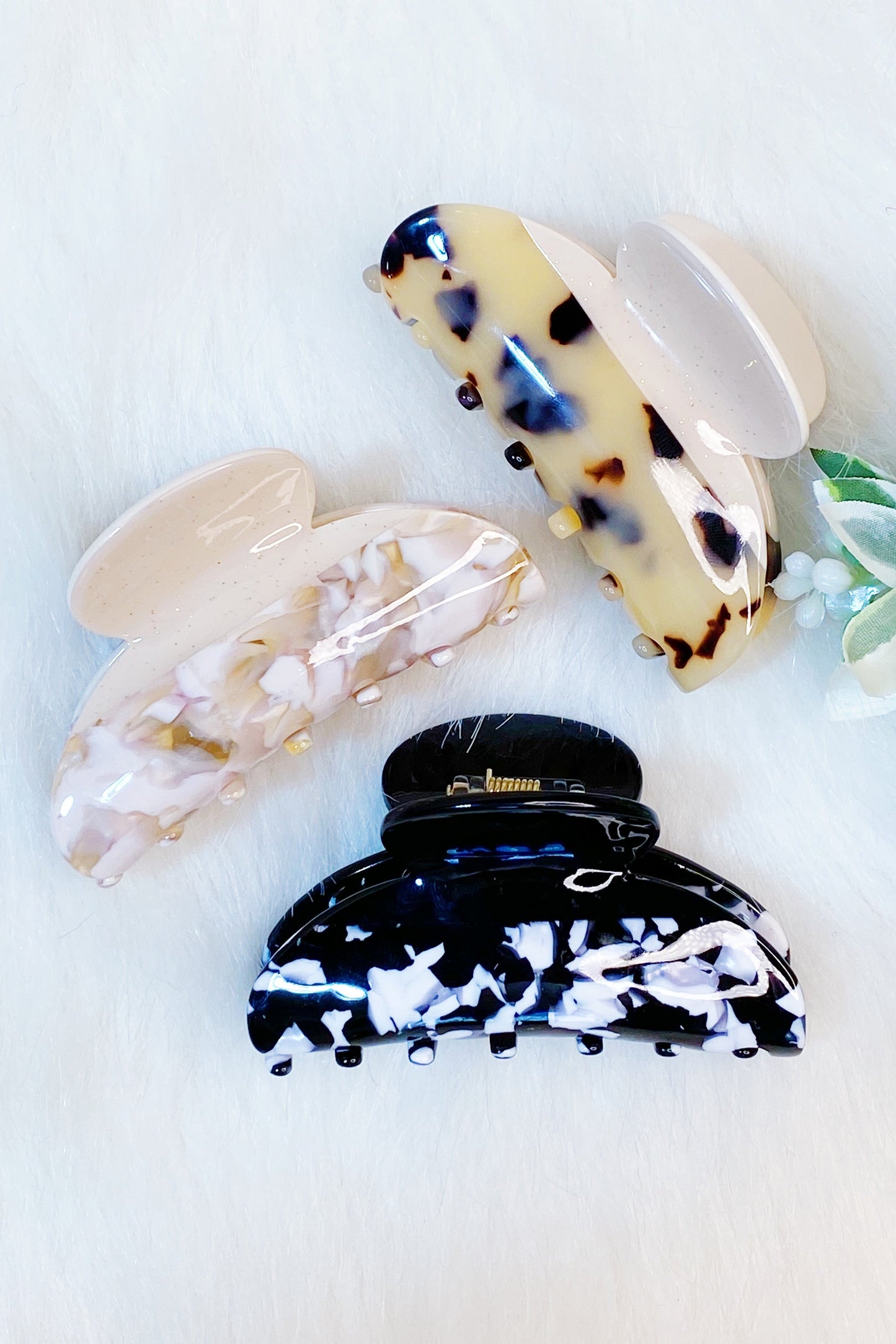 Two Toned Luxe Hair Claw Set of Three