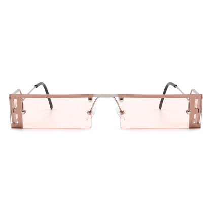 Loro - Rectangle Retro Narrow Slim Flat Top Tinted Sunglasses
