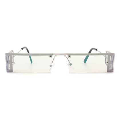 Loro - Rectangle Retro Narrow Slim Flat Top Tinted Sunglasses