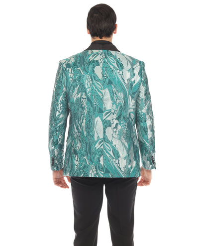 Cosmopolitan Aqua Men's Shawl Collar Tuxedo 1 Button 2 Vent Slim Fit Blazer