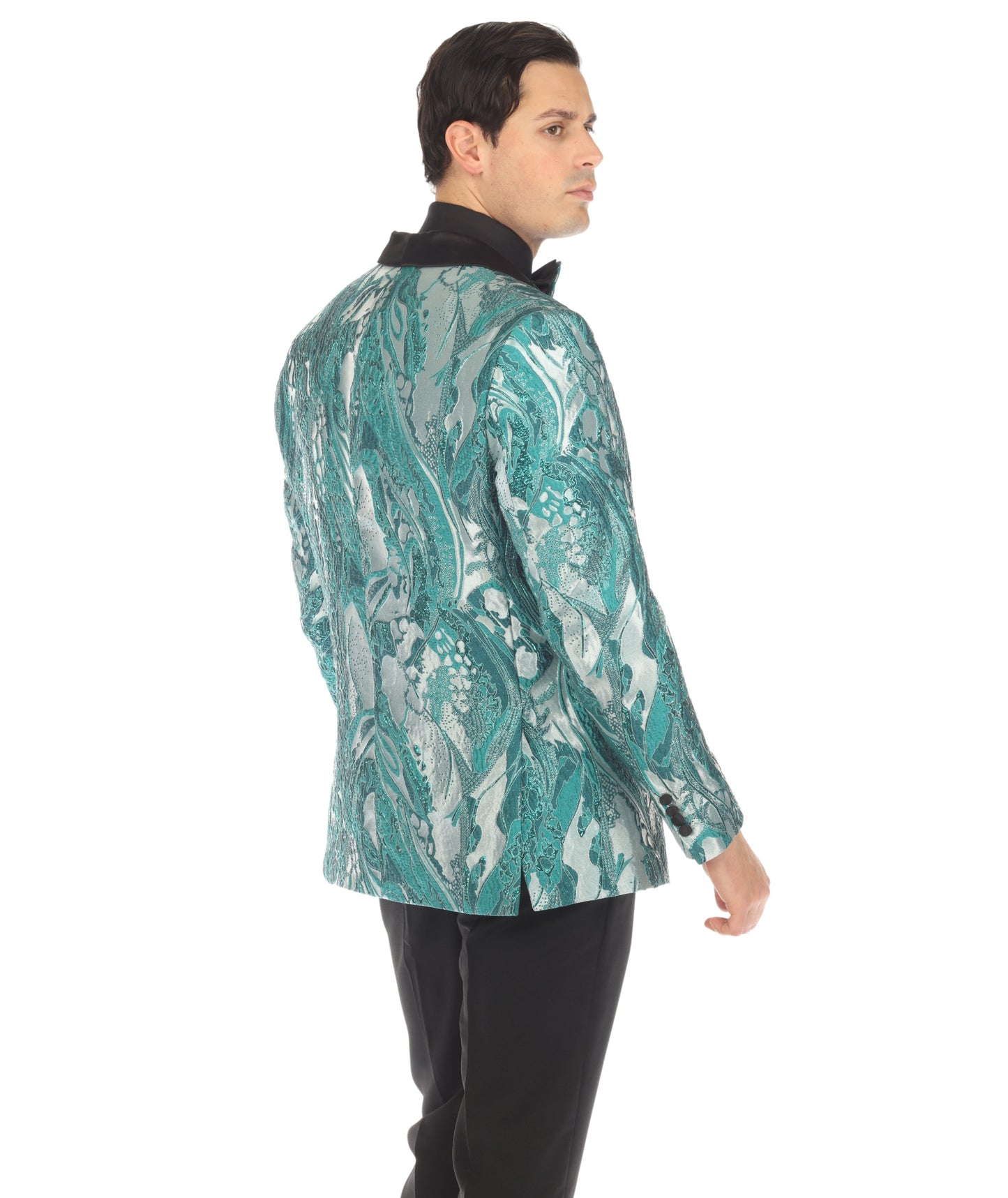 Cosmopolitan Aqua Men's Shawl Collar Tuxedo 1 Button 2 Vent Slim Fit Blazer