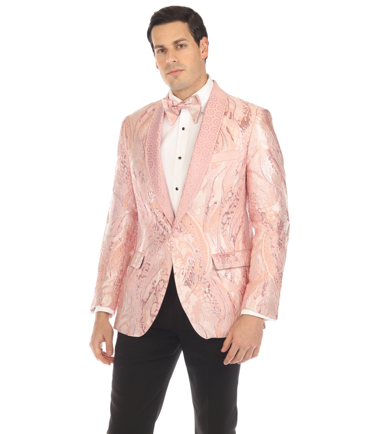 Cosmopolitan Pink Men's Shawl Collar Tuxedo 1 Button 2 Vent Slim Fit Blazer