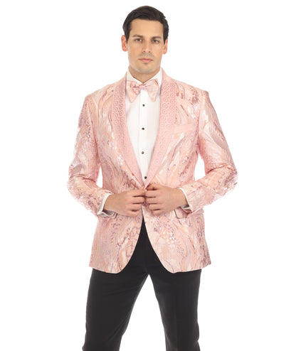 Cosmopolitan Pink Men's Shawl Collar Tuxedo 1 Button 2 Vent Slim Fit Blazer