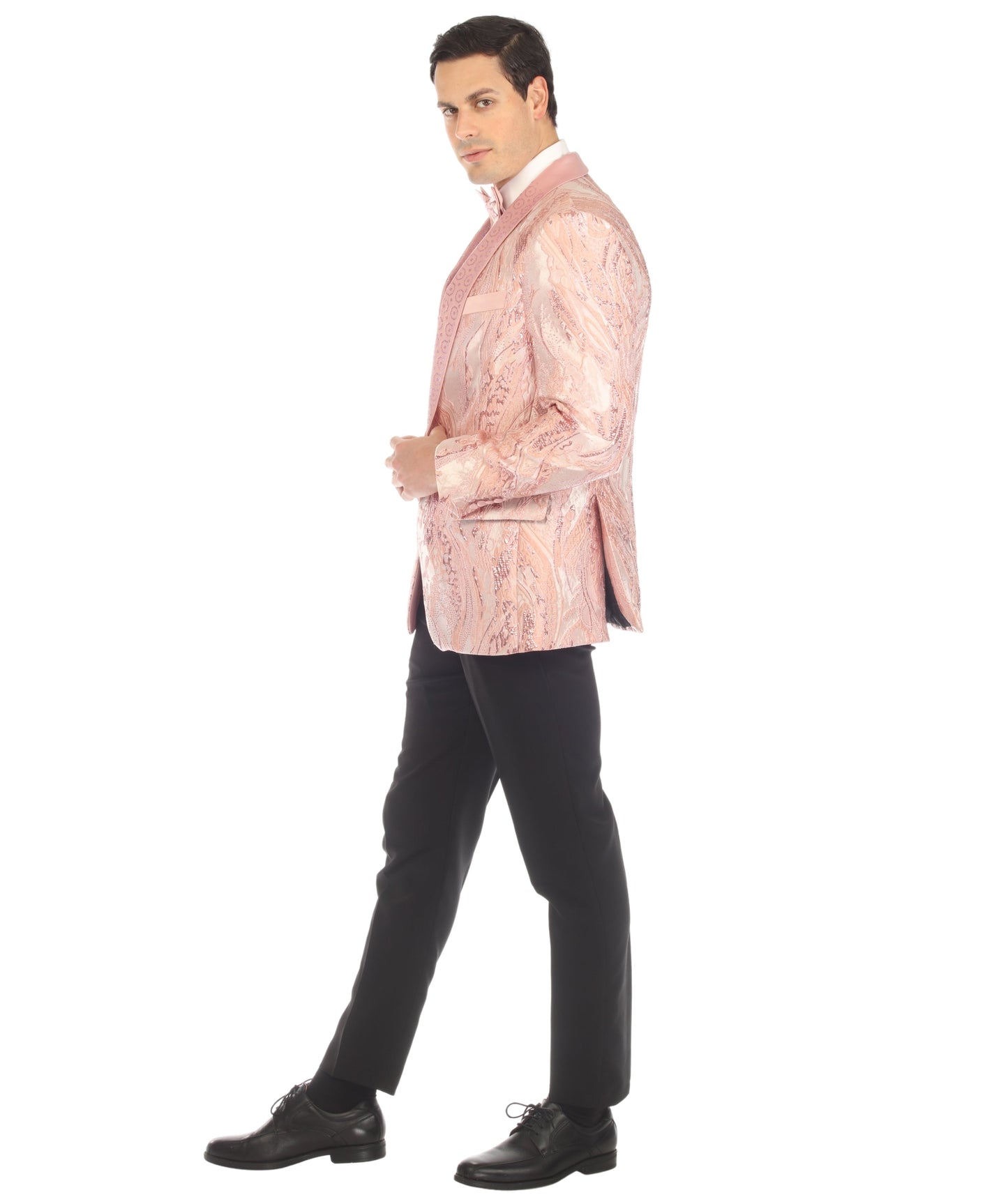 Cosmopolitan Pink Men's Shawl Collar Tuxedo 1 Button 2 Vent Slim Fit Blazer