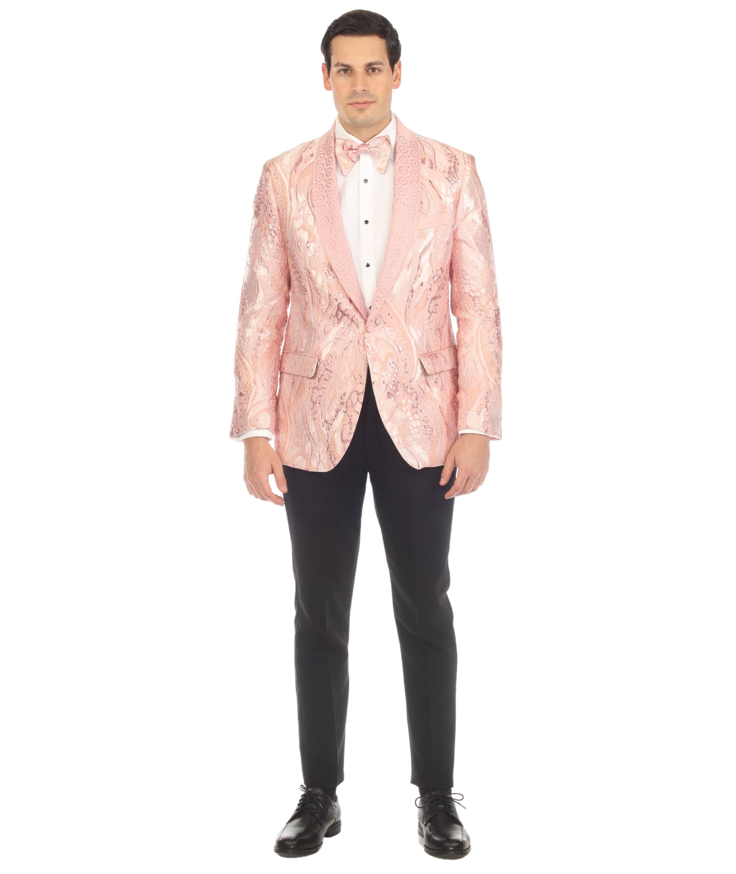 Cosmopolitan Pink Men's Shawl Collar Tuxedo 1 Button 2 Vent Slim Fit Blazer