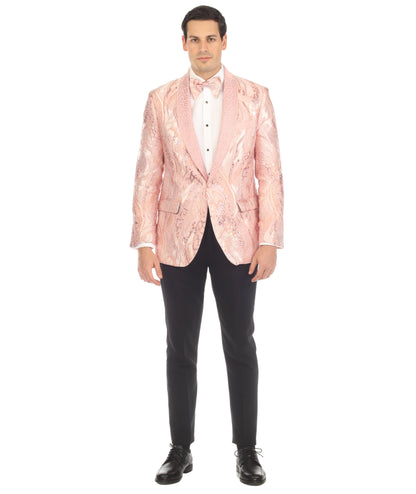Cosmopolitan Pink Men's Shawl Collar Tuxedo 1 Button 2 Vent Slim Fit Blazer