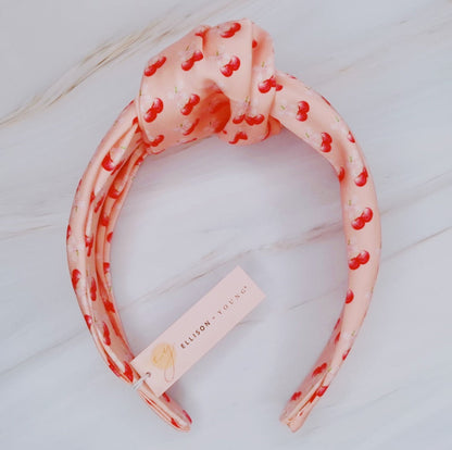 Cherries and Bows Satin Headband