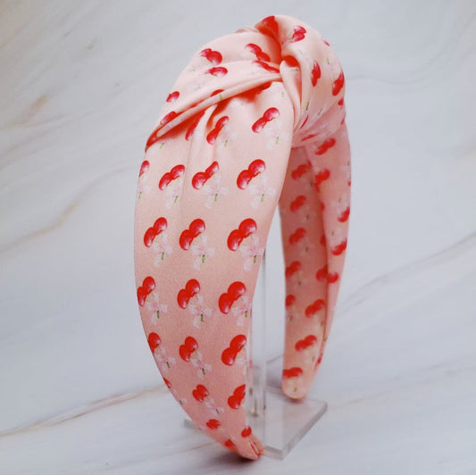 Cherries and Bows Satin Headband