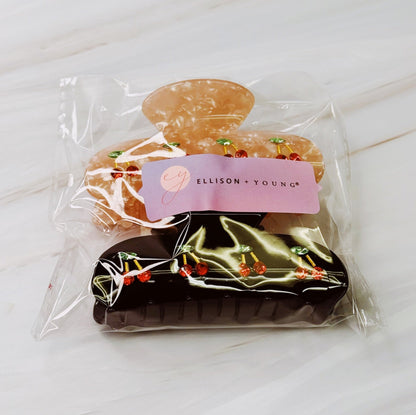 Cherries Lined Up Hair Claw Set of 2